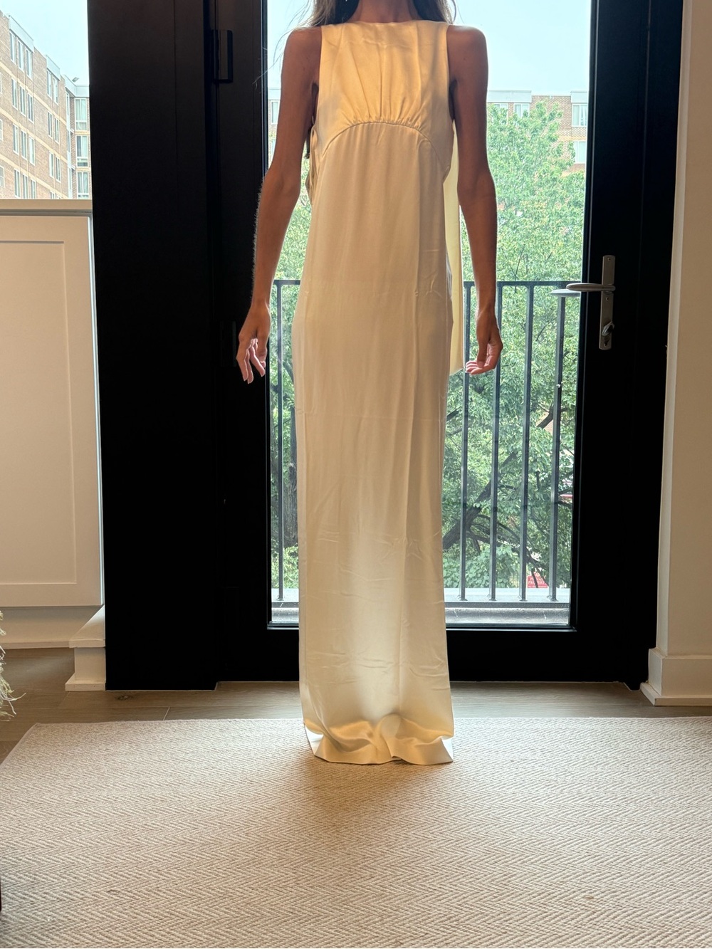 Saint Laurent Ivory Satin Silk Draped Gown - Picture 5 of 8